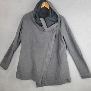 Lululemon Gratitude‎ Wrap Womens 8 Gray Funnel Neck Snap Hoodie Longline Jacket